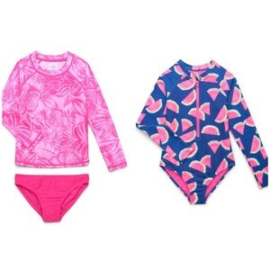 NWT Wonder Nation bundle Pink and Blue‎ Watermelon Rashguard Set size small 6